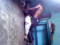 Amateur couple getting down and dirty on the living room floor