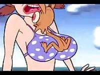 Ren and Stimpy in an orgy at the beach