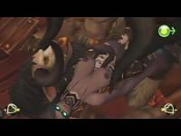 Animierte Barschlampe wird von Bestien gebumst