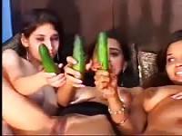 Three hot babes and their cucumbers