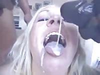 Klassische erotische Tussen lassen sich in den Mund wichsen