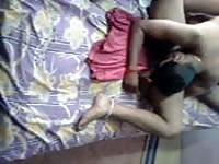 Horny lovers lick and fuck on the bed