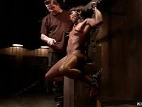 Ebony in back arch bondage humiliated