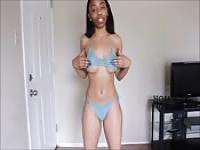Black hottie shows off her bikini body