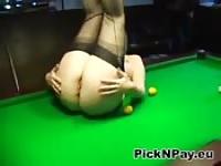 Playing pool naked