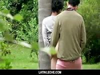 Hot fuck against a tree