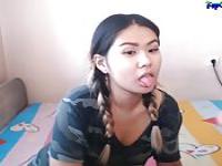 Cute Asian Amateur Teen Couple having sex on cam