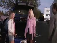 Two sluts fucking in a parking lot